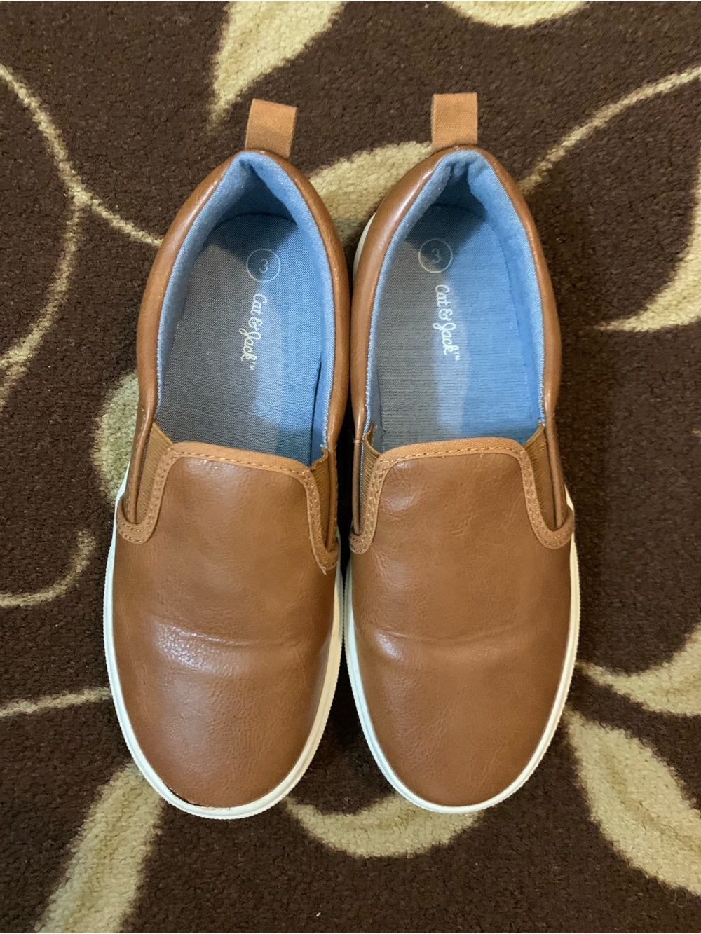 Carter's Boys Brown Slip-On Loafers with White Sole